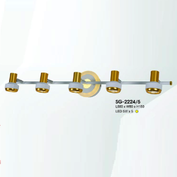 HF - SG - 2224/5: Đèn rọi gương/tranh 5 bóng - KT: L680mm x W80mm x H150mm - Đèn LED 5W x 5 ánh sáng vàng