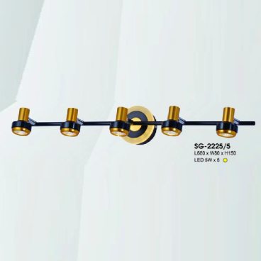 HF - SG - 2225/5: Đèn rọi gương/tranh 5 bóng - KT: L680mm x W80mm x H150mm - Đèn LED 5W x 5 ánh sáng vàng