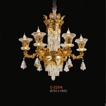 EU - C - 225/6: Đèn chùm Phale nến 6 tay - KT: Ø720mm x H650mm - Bóng đèn E14 x 6 bóng