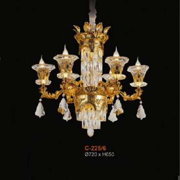 EU - C - 225/6: Đèn chùm Phale nến 6 tay - KT: Ø720mm x H650mm - Bóng đèn E14 x 6 bóng