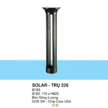 SOLAR - TRỤ 226: Đèn trụ sân vườn sử dụng NLMT