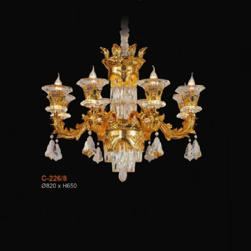 EU - C - 226/8: Đèn chùm Phale nến 8 tay - KT: Ø820mm x H650mm - Bóng đèn E14 x 8 bóng