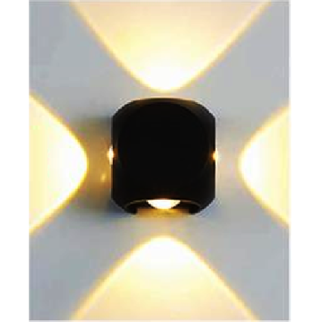 AN - VL - 2276/4-BK: Đèn gắn tường ngoài trời - KT: Ø80mm - Đèn LED 4W,  ánh sáng vàng