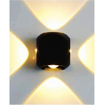AN - VL - 2276/4-BK: Đèn gắn tường ngoài trời - KT: Ø80mm - Đèn LED 4W,  ánh sáng vàng