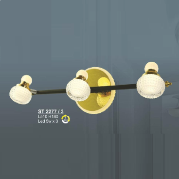 SN - ST 2277/3: Đèn rọi tranh/gương 3 bóng  - KT: L510mm x H180mm - Đèn LED 5W x 3 đổi 3 màu