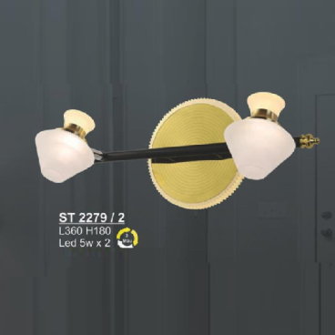 SN - ST 2279/2: Đèn rọi tranh/gương đơn - KT: L360mm x H180mm - Đèn LED 5W x 2 đổi 3 màu