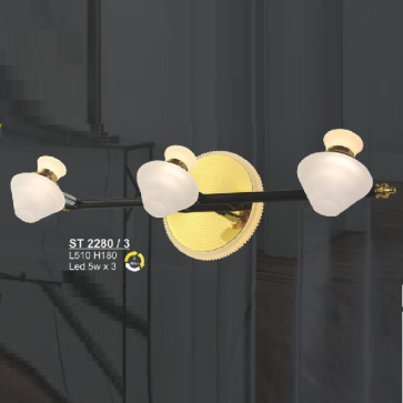 SN - ST 2280/3: Đèn rọi tranh/gương 3 bóng - KT: L510mm x H180mm - Đèn LED 5W x 3 đổi 3 màu