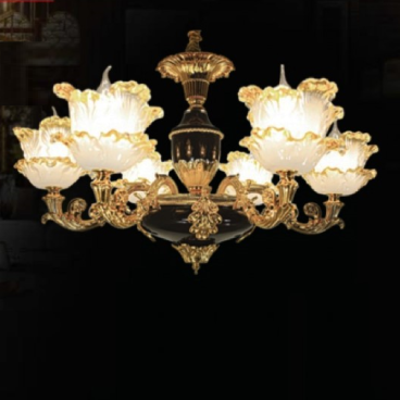 CNQT - 229: Đèn chùm 6 tay chao thủy tinh - KT: Ø650mm x H900mm - Bóng đèn chân E14 x 6 bóng