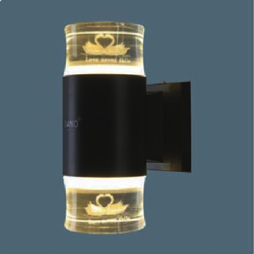 SN - GC 2297: Đèn gắn tường ngoài trời - KT: Ø90mm x H210mm - Đèn LED 9W x 2, ánh sáng đổi 3 màu