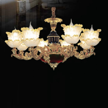 CNQT - 230: Đèn chùm 8 tay chao thủy tinh - KT: Ø750mm x H900mm - Bóng đèn chân E14 x 8 bóng