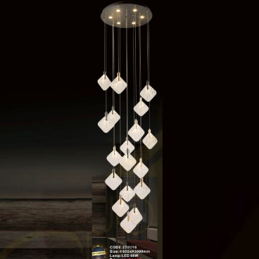 CODE: 2311/16: Đèn thả 16 thanh LED - KT: Ø600mm x H3000mm - Đèn LED 66W đổi 3 màu
