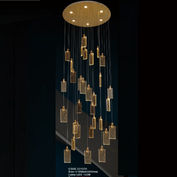 CODE: 2315/31: Đèn thả 31 thẻ Phale đèn LED - KT: Ø1000mm x H3000mm - Đèn LED 123W