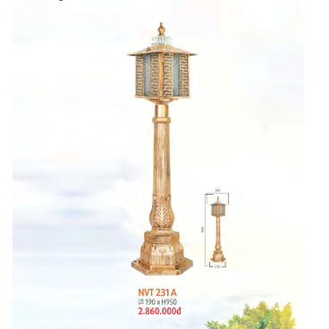 NVT 231A: Đèn trụ sân vườn hợp kim