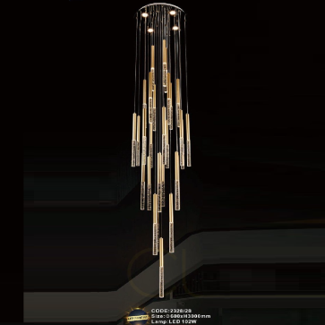 CODE: 2328/28: Đèn thả 28 ống đèn LED - KT: Ø600mm x H3000mm - Đèn LED 102W đổi 3 màu