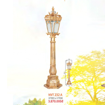 NVT 232A: Đèn trụ sân vườn hợp kim Sơn màu nhũ vàng