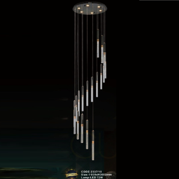 CODE: 2337/18: Đèn thả 18 Thanh Phale LED - KT: Ø600mm x H3000mm - Đèn LED 72W ánh sáng đổi 3 màu