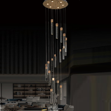 CODE: 2339/18: Đèn thả 18 thanh đèn LED - KT: Ø600mm x H3000mm - Đèn LED 72W ánh sáng đổi 3 màu