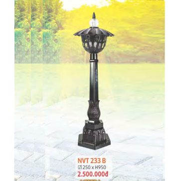NVT 233B: Đèn trụ sân vườn hợp kim Sơn màu đen