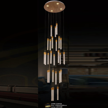 CODE: 2350/28: Đèn thả 28 thanh Phale đèn LED - KT: Ø600mm x H3000mm - Đèn LED 92W đổi 3 màu