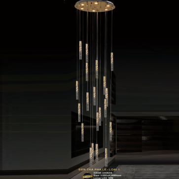 CODE: 2355/20: Đèn thả 20 ống đèn LED - KT: Ø800mm x H3000mm - Đèn LED 78W ánh sáng đổi 3 màu