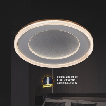 CODE: 2363/600: Đèn áp trần LED - KT: Ø600mm - Đèn LED 64W ánh sáng đổi 3 màu