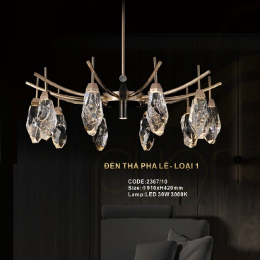 CODE: 2367/10: Đèn thả LED Phale khối 10 tay - KT: Ø910mm x H420mm - Đèn LED 30W ánh sáng vàng 3000K