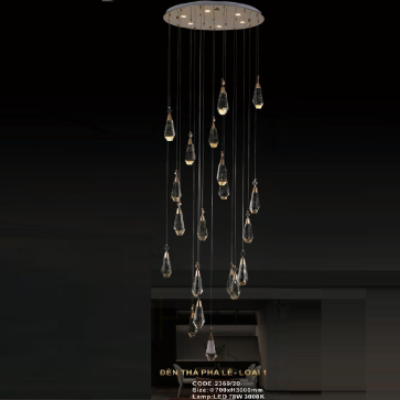 CODE: 2369/20: Đèn thả 20 khối Phale LED - KT: Ø700mm x H3000mm - Đèn LED 78W ánh sáng vàng 3000K