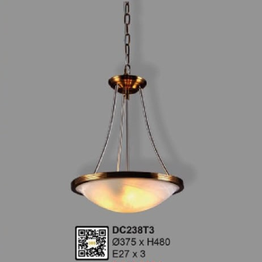 35 - DC238T3: Đèn thả chao thủy tinh - KT: Ø375mm x H480mm - Bóng đèn E27 x 3 bóng