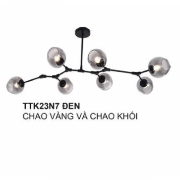 TTK23N7 ĐEN: Đèn chùm 7 bóng - KT:  L900mm x H500mm - Bóng đèn E27 x 9 bóng