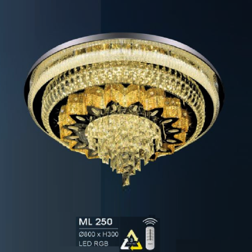 HF - ML 250: Đèn áp trần LED - KT: Ø800mm x H300mm - Đèn LED RGB đổi 3 màu - Remote