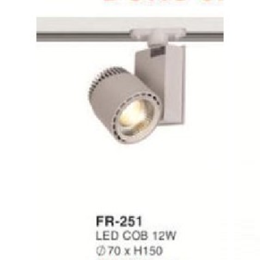 FR-251: Đèn rọi ray LED COB 12W - KT: Ø70mm x H150mm - 1 chế độ ánh sáng (trắng/vàng)