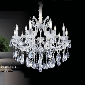 S - CPL  2570/10+5: Đèn chùm Phale nến 15 tay - KT: Ø850mm x H570mm - Bóng đèn E14 x 15 bóng