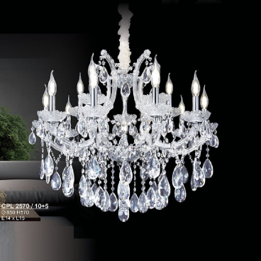 S - CPL  2570/10+5: Đèn chùm Phale nến 15 tay - KT: Ø850mm x H570mm - Bóng đèn E14 x 15 bóng