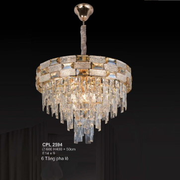 CPL 2594: Đèn thả Phale - KT: Ø600mm x H400mm + 500mm -  Bóng đèn E14 x 9 bóng