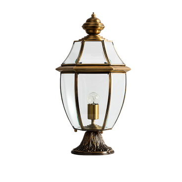 TD - 25: Đèn đầu trụ xi đồng - KT: Ø220mm x H400mm - Bóng đèn E27 x 1