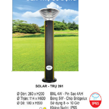 SOLAR - TRỤ 261: Đèn trụ sân vườn sử dụng NLMT