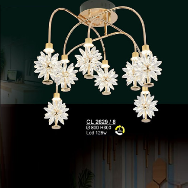 S - CL 2629/8: Đèn chùm thả LED phale  - KT: Ø800mm x H600mm - Đèn LED 125W ánh sáng đổi 3 màu