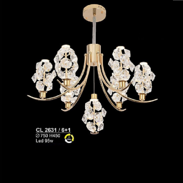 S - CL 2631/6+1: Đèn chùm thả LED phale  - KT: Ø750mm x H450mm - Đèn LED 95W ánh sáng đổi 3 màu