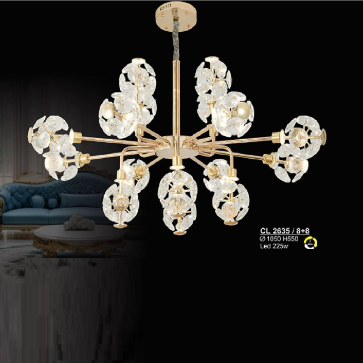 S - CL 2635/8+8: Đèn chùm thả LED phale  - KT: Ø1050mm x H550mm - Đèn LED 225W ánh sáng đổi 3 màu