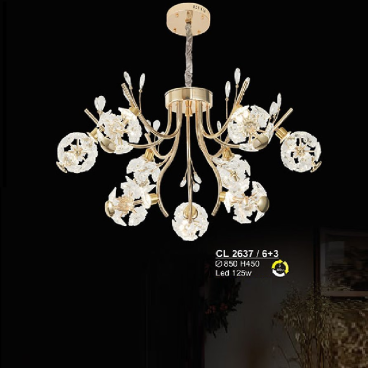 S - CL 2637/6 + 3: Đèn chùm thả LED phale  - KT: Ø850mm x H450mm - Đèn LED 125W ánh sáng đổi 3 màu