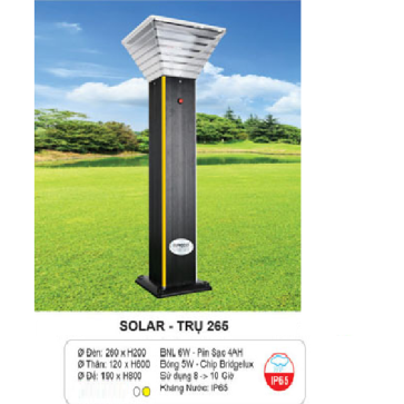 SOLAR - TRỤ 265: Đèn trụ sân vườn sử dụng NLMT