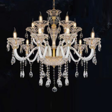 CNQT - 266: Đèn chùm nến 15 tay - KT: Ø900mm x H1200mm - Bóng đèn nến chân E14 x 15 bóng