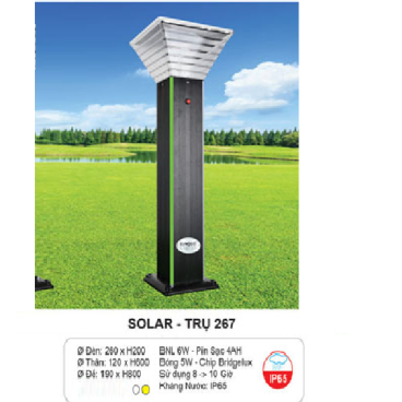 SOLAR - TRỤ 267: Đèn trụ sân vườn sử dụng NLMT