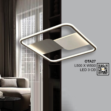 OTA27: Đèn áp trần vuông LED Mica - KT: L500mm x W500mm - Đèn LED đổi 3 màu