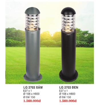 LG 2703 Xám/Đen: Đèn trụ sân vườn