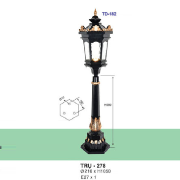 TRỤ - 278: Đèn trụ sân vườn chất liệu hợp kim