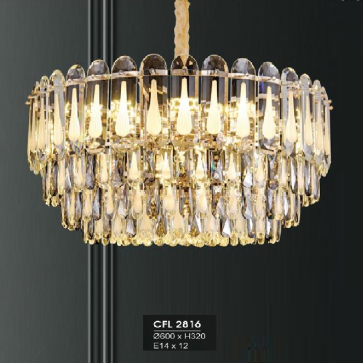 HF - CFL 2816: Đèn thả Phale - KT: Ø600mm x H320mm - Bóng đèn chân E14 x 12 bóng