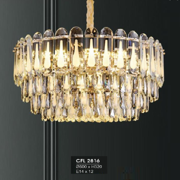 HF - CFL 2816: Đèn thả Phale - KT: Ø600mm x H320mm - Bóng đèn chân E14 x 12 bóng