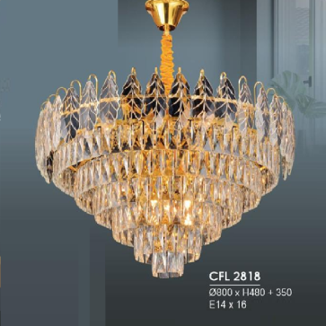 HF -  CFL 2818: Đèn chùm Phale - KT: Ø800mm x H480mm  + 350mm - Bóng đèn E14 x 16 bóng