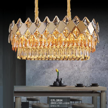 HF -  CFL  2824: Đèn thả Phale ngang - KT: L800mm x W350mm x H300mm - Bóng đèn E14 x 14 bóng